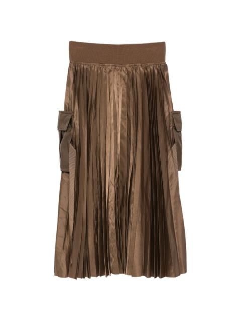 sacai pleated midi skirt