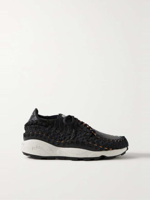 Air Footscape paneled woven webbing and croc-effect leather sneakers