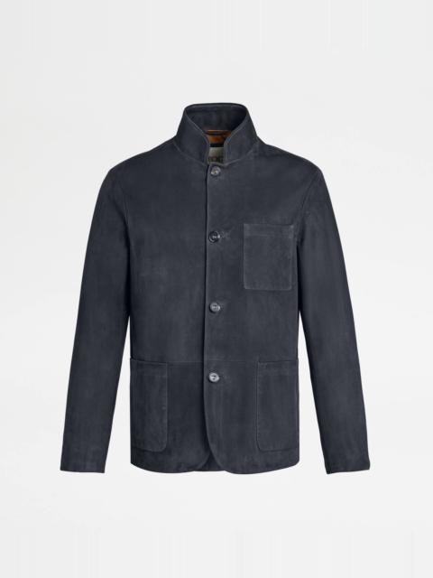 Tod's CASTELLO JACKET IN PASHMY SUEDE - BLUE