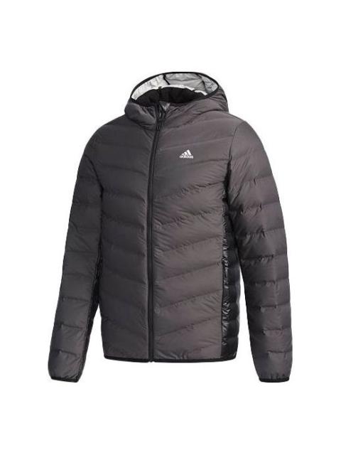 adidas adidas Side Splicing Solid Color hooded down Jacket Gray CV6813