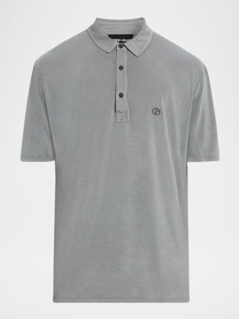 GIORGIO ARMANI Men's Silk and Cotton Jersey Polo Shirt