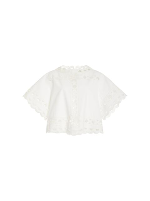 Parissa Embroidered Cotton Top white