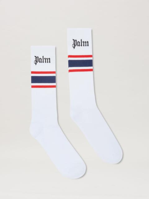 Palm Angels Striped Socks with logo