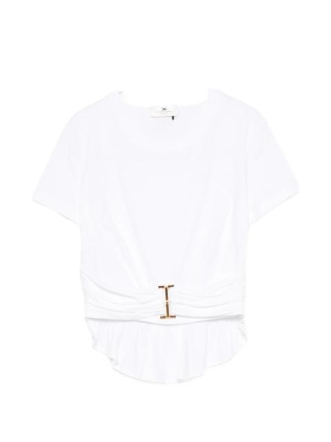 ELISABETTA FRANCHI Elisabetta Franchi Ruched-waist Cotton T-shirt