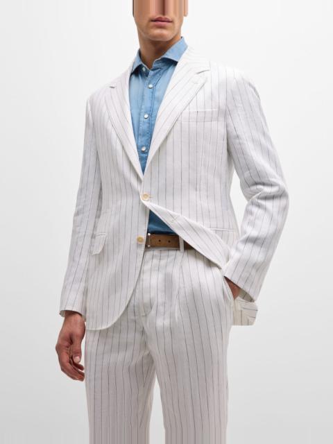 Brunello Cucinelli Men's Linen Pinstripe Two-Button Suit