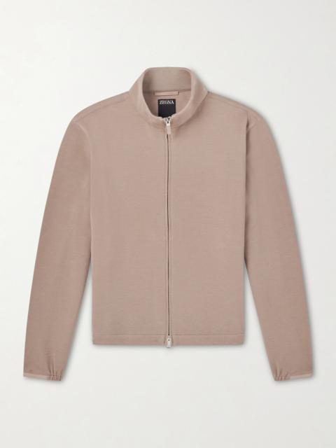 ZEGNA Honeycomb-Knit Cotton, Wool and Silk-Blend Zip-Up Sweater
