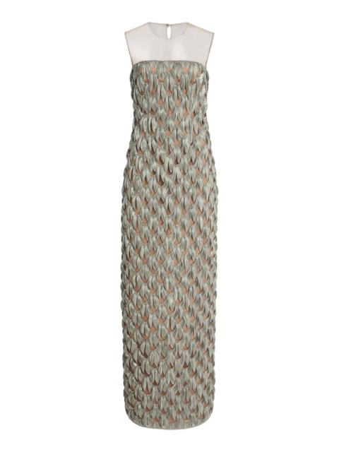 COSTARELLOS Triana Embellished Gown green