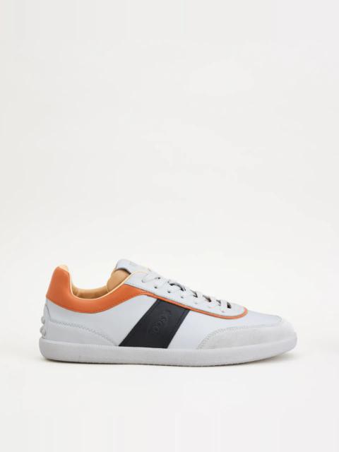Tod's TOD'S TABS SNEAKERS IN LEATHER - WHITE, BLACK, ORANGE
