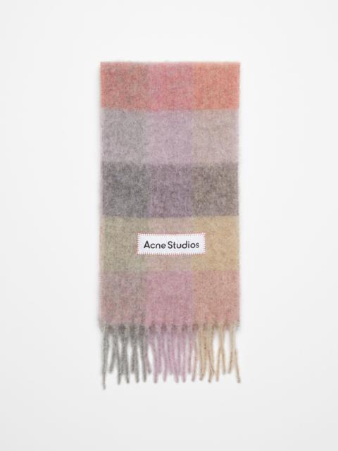 Mohair checked scarf - Fuchsia/lilac/pink