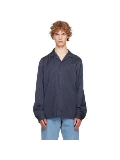 Dries Van Noten Navy Viscose Twill Shirt