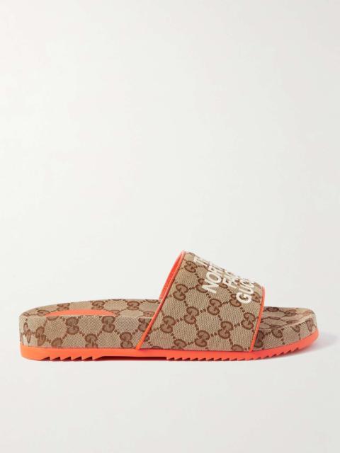 GUCCI + The North Face Sideline Logo-Embroidered Monogrammed Canvas Slides