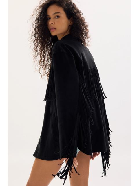FREE PEOPLE We The Free Fringe Out Vegan Suede Jacket