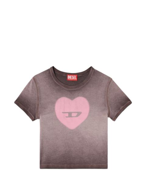 Diesel ribbed T-shirt with watercolour heart D
