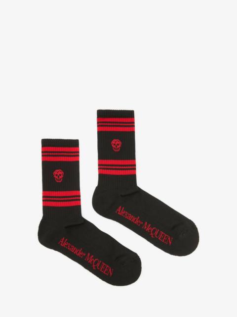 Alexander McQueen Skull Sport Socks in Black/red