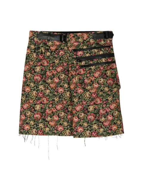 floral-jacquard shorts