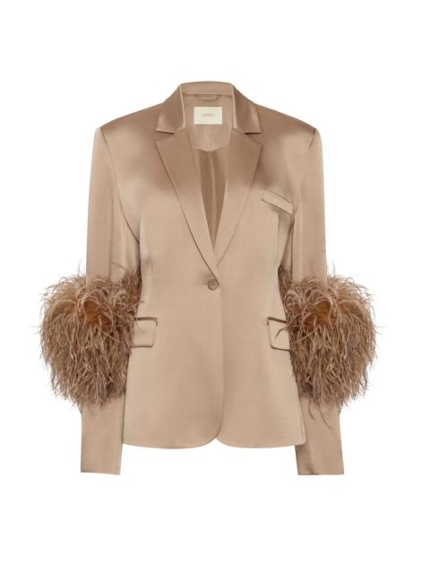 LAPOINTE Satin Blazer With Feathers