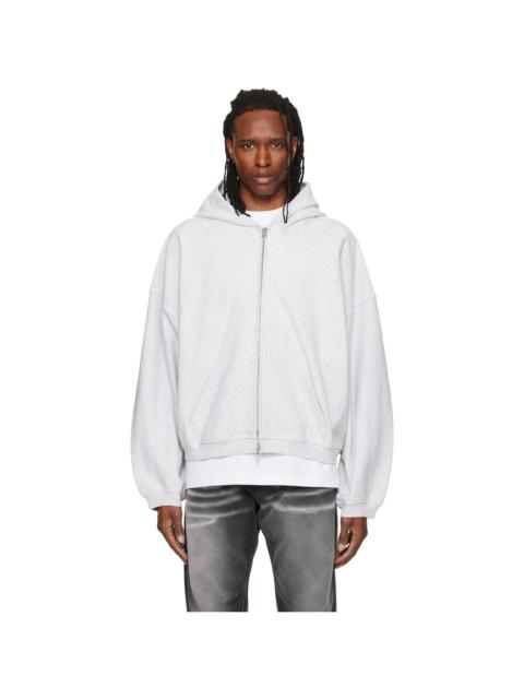 Alexander Wang Gray Crystal Embellished Oversized Zip-Up Hoodie