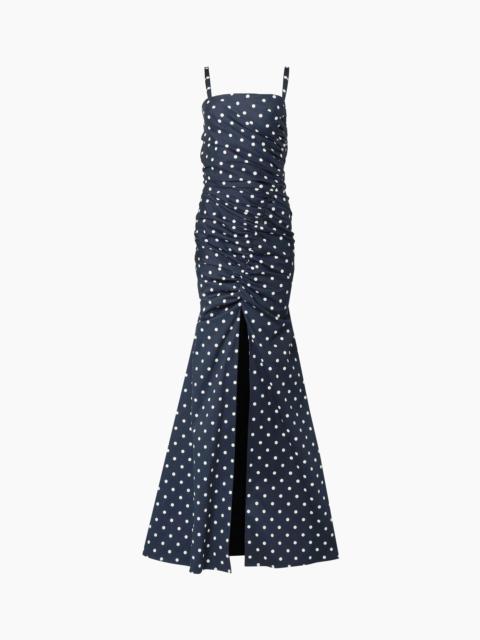 CAROLINA HERRERA Polka Dot Ruched Gown