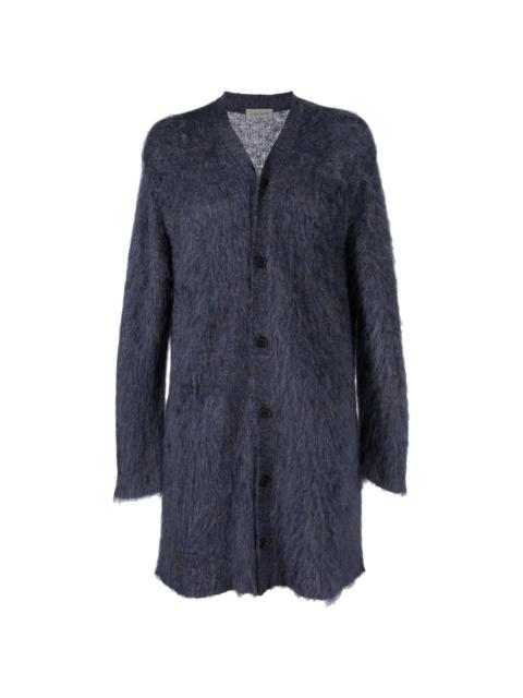 V-neck mohair long cardigan