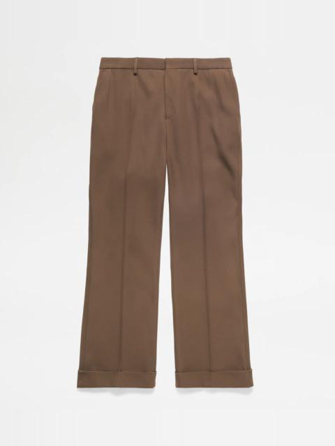 Tod's FLARE TROUSERS IN WOOL - BROWN