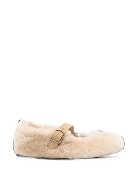BIRKENSTOCK Birkenstock Santa Clarita Shearling Buckle-strap Ballet Flats