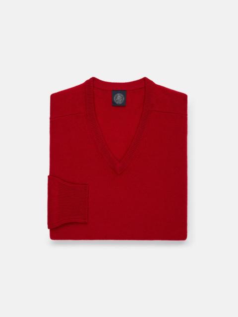 J. PRESS RED LAMBSWOOL V-NECK SWEATER