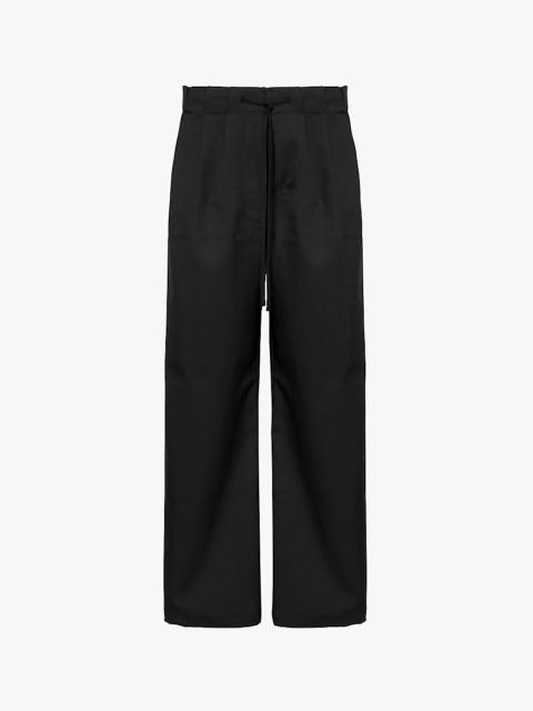 Cinch pleat-front wide-leg woven trousers