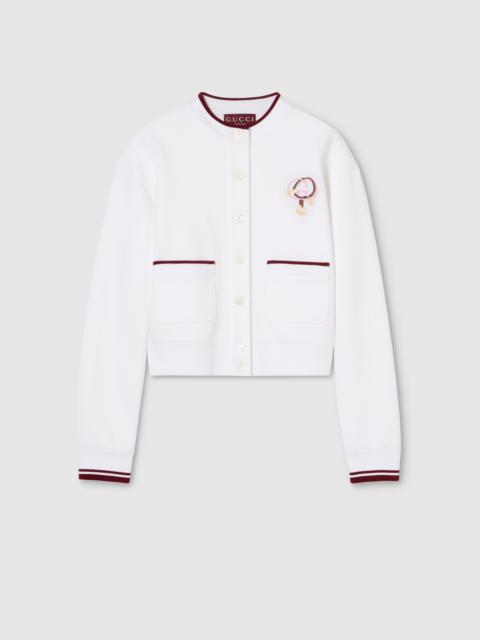 GUCCI Cotton jersey cardigan with embroidery