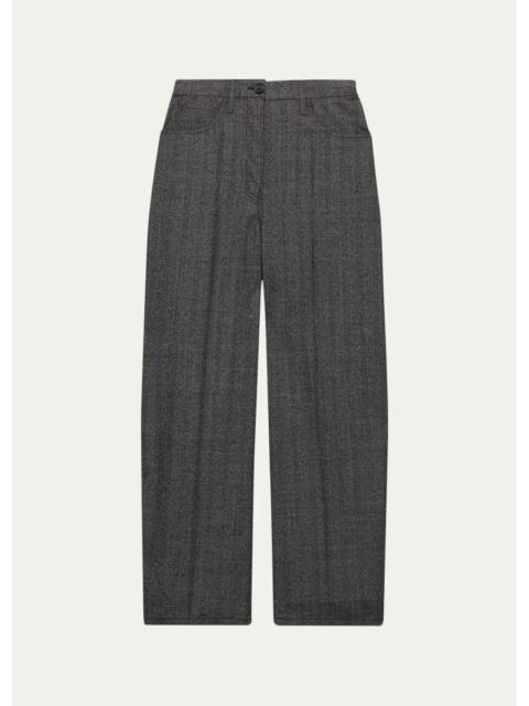 Prada Mouline Wool Wide-Leg Pants