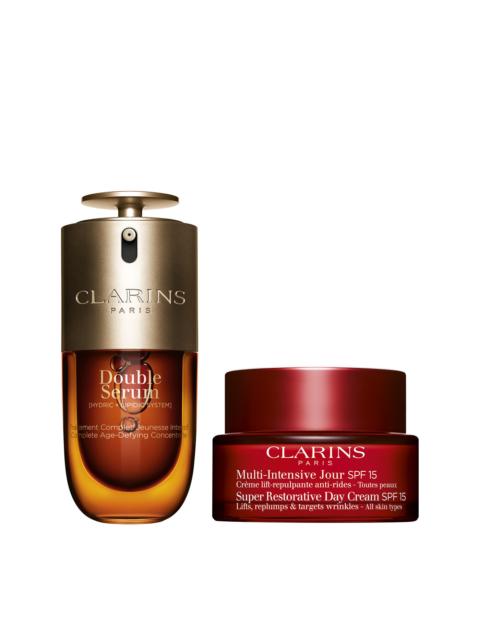 CLARINS Double Serum & Super Restorative Set | 1 Oz Double Serum & Super Restorative Day Cream with SPF 15 |