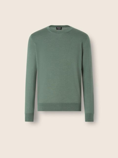 ZEGNA LIGHT GREEN CASHSETA CREWNECK