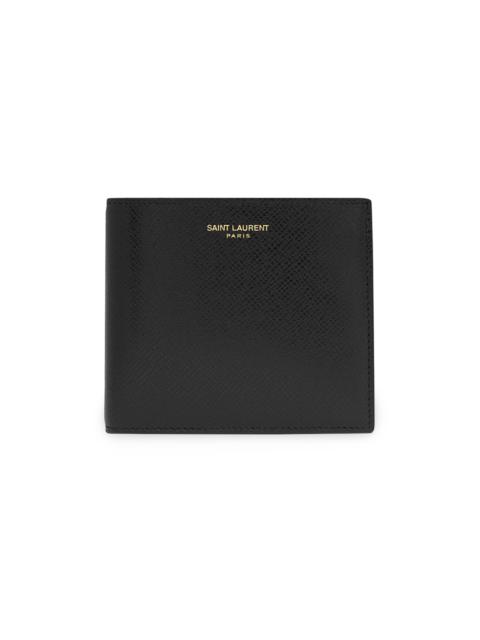 SAINT LAURENT Men's Eastwest Wallet In Coated Bark Leather - Black