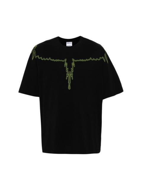 Wings-embroidered cotton T-shirt