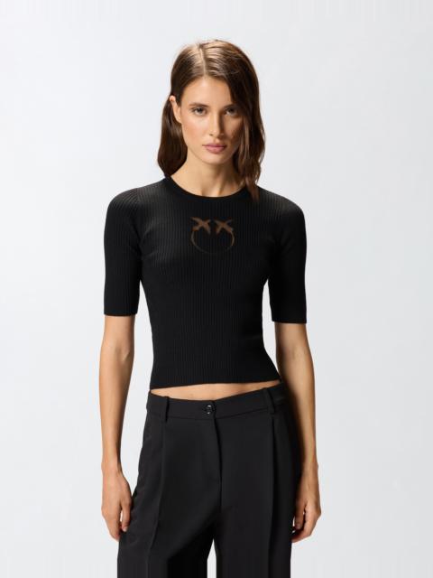 PINKO SHORT-SLEEVED WOOL SWEATER WITH LOGO