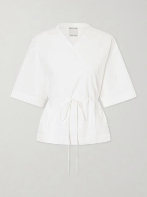 Calvin Klein Collection Lynn cotton-poplin wrap blouse Off-white