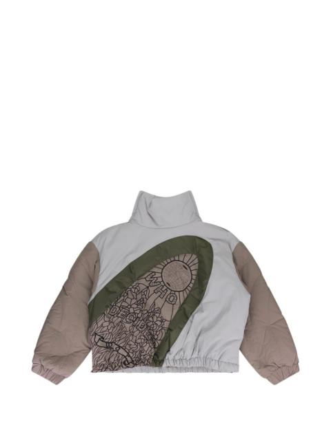 WHO DECIDES WAR diagonal glass puffer jacket