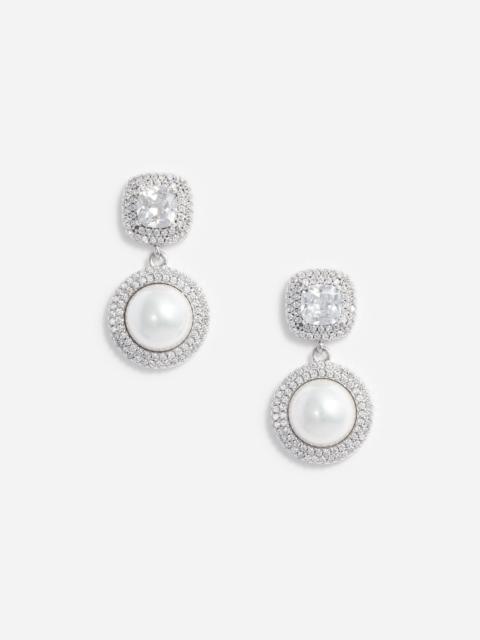 self-portrait Silver Pearl Drop Earrings