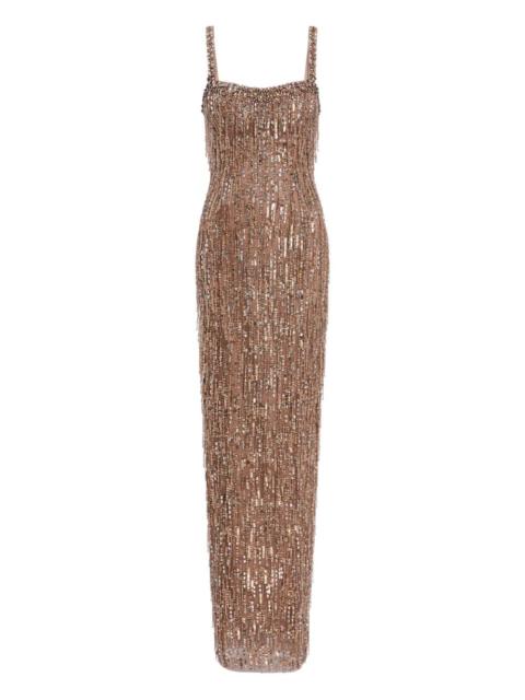 JENNY PACKHAM sequin-embellished fringe-detail maxi dress
