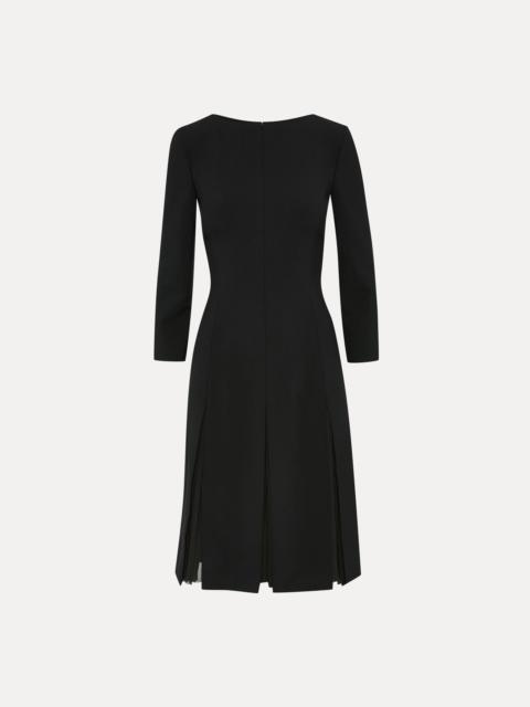 Oscar de la Renta WOOL & CHIFFON INSET DRESS