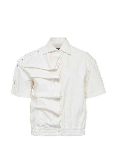 BONBOM asymmetric shirring shirt