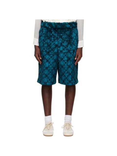 Dries Van Noten Blue Jacquard Shorts
