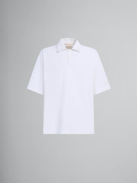 WHITE BIO COTTON OVERSIZED POLO SHIRT WITH MARNI PATCHES