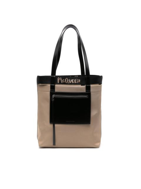 Alexander McQueen logo-embroidered leather tote bag