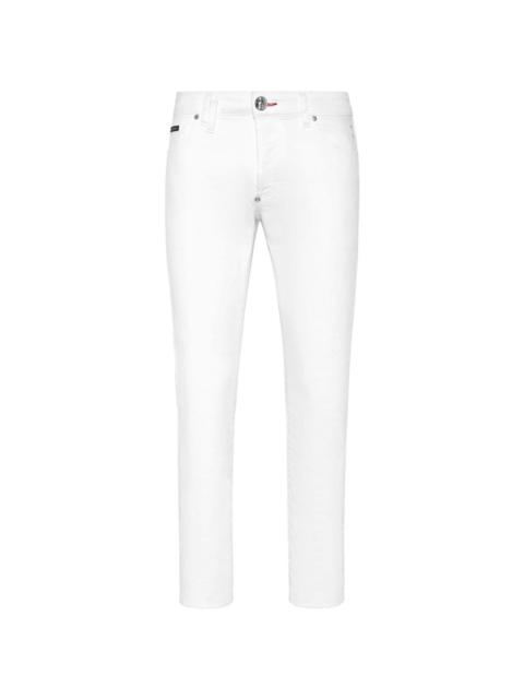 heart-appliquÃ© low-rise skinny jeans