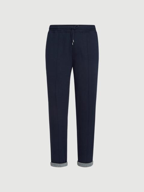 Brunello Cucinelli Cotton, cashmere and silk French terry double cloth trousers with Crête detail