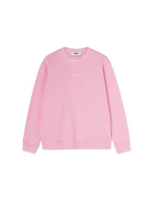 MSGM Crew neck cotton sweatshirt with micro logo