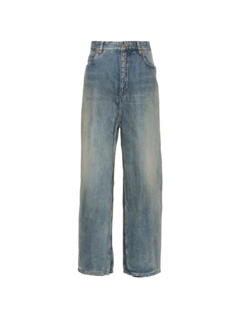 BALENCIAGA layered mid-rise wide-leg jeans