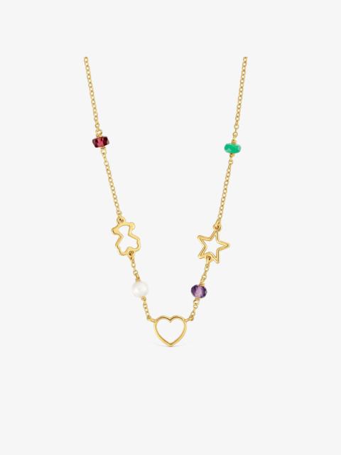 TOUS 9kt gold Motif necklace with gemstones TOUS Silueta