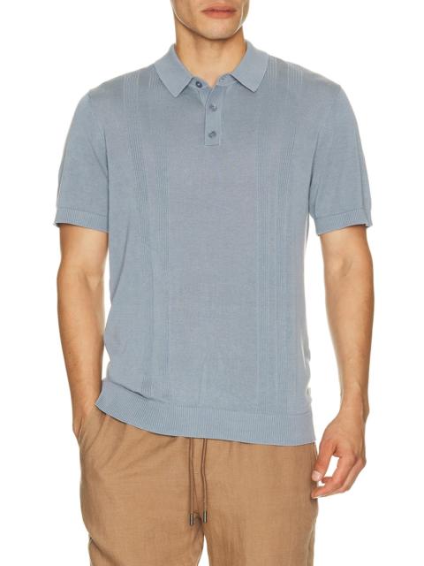 onia Silk Ribbed Knit Polo Shirt