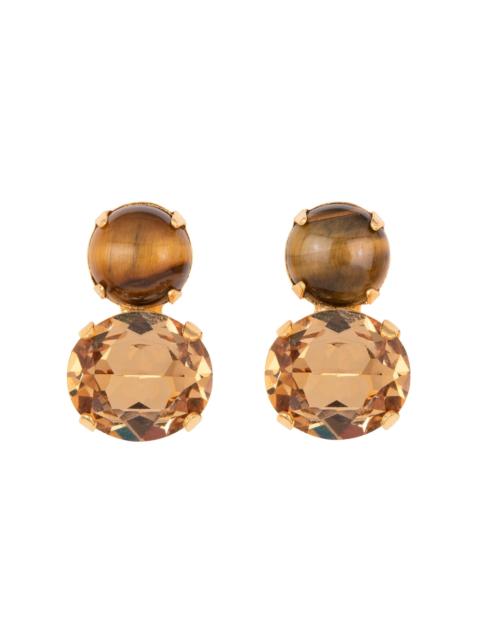 Jennifer Behr Women's Yvette 18K-Gold-Plated, Gemstone & Glass Crystal Double Drop Earrings - Brown Overflow